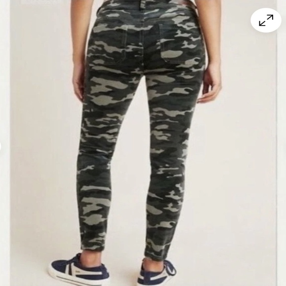 Anthropologie Pilcro Green Grey Camo Corduroy High Rise Skinny Jeans, Size 30 - Picture 8 of 14